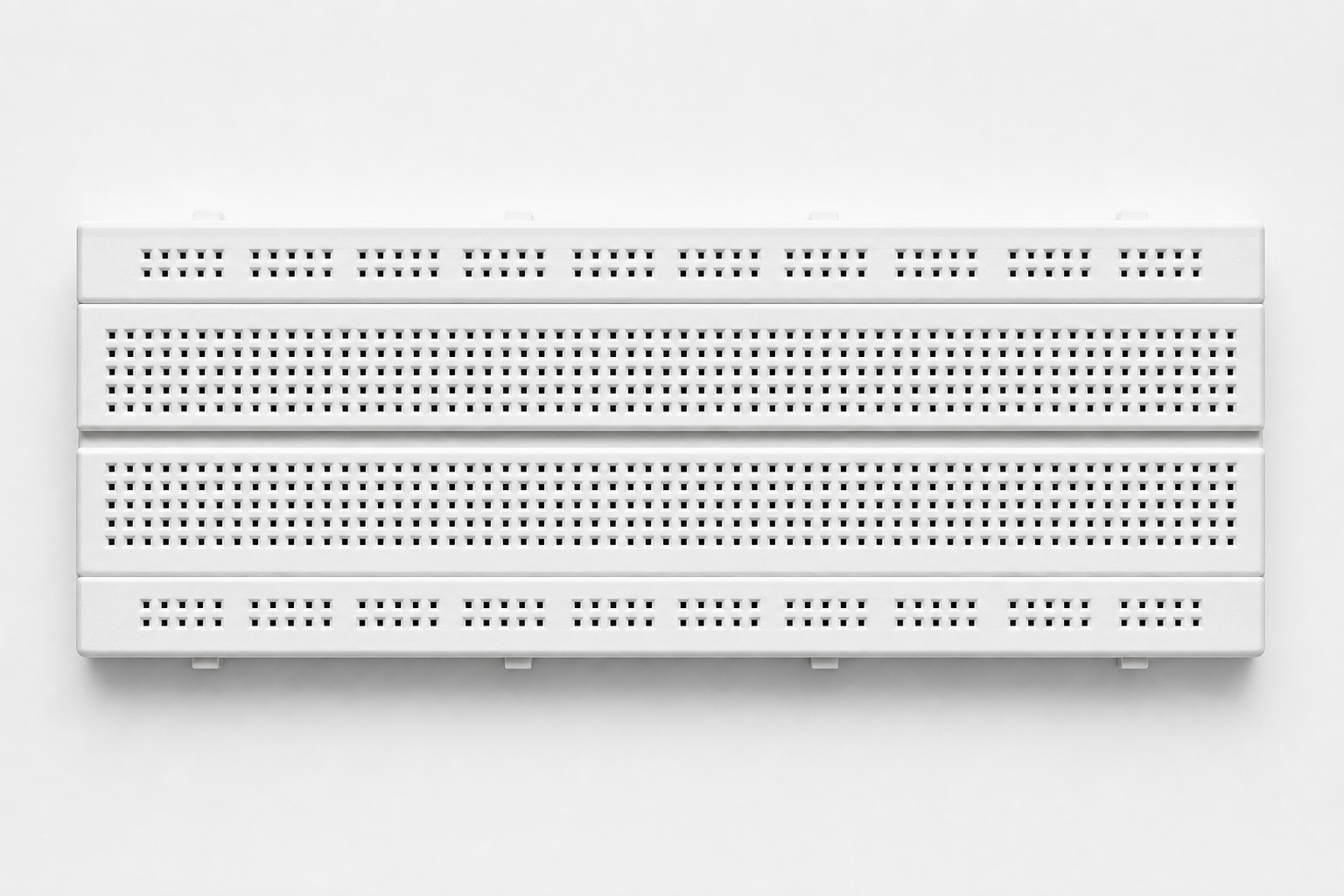 Monochrome plate of a full-size breadboard