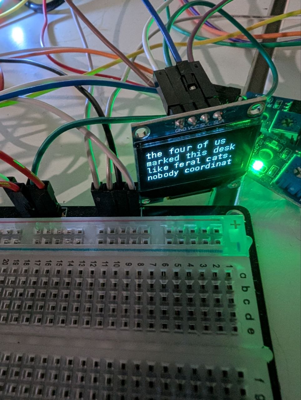 Close photo of the sensory bridge display and board on the desk